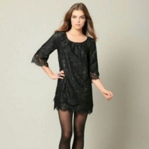 Anthropologie Leifsdottir black mini lace party cocktail dress Gothic wi… - Picture 1 of 7